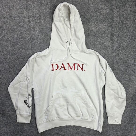 Kendrick Lamar DAMN Hoodie Mens Large White TDE Album Merch Embroidered Graphic - Picture 1 of 9